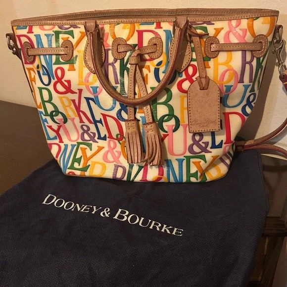 Vintage Dooney & Bourke Y2K Multi-Color "It Bag" Large Shopper Tote & Dust Bag - Picture 1 of 7